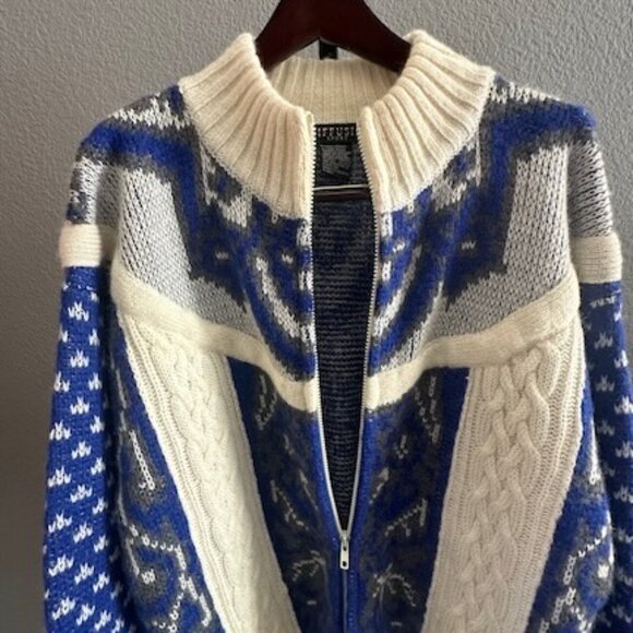 Vintage IB Diffusion Sport Mixed-Stitch Full Zip Sweater Cardigan - Size L - EUC - Picture 6 of 9